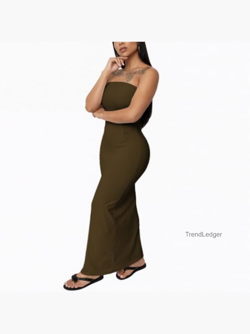 Strapless Bodycon Maxi Dress Long Wrap Casual Party Cocktail - Picture 5 of 6